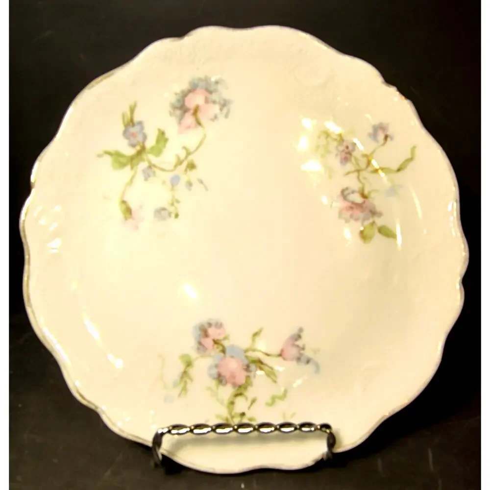 1904.  Vintage Bohemian Austrian Merkelsgrun Dessert Plate White Floral